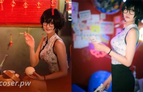 Coserあんず化身《九龙大众浪漫》鲸井令子，配眼镜的旗袍装太御了